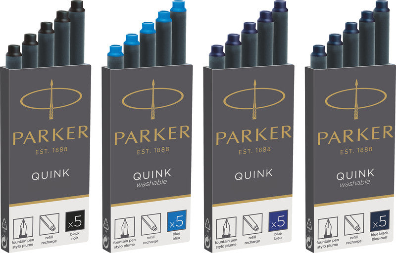 Parker Tintenpatronen Quink – blau, dokumentenecht, wasserfest, geruchsarm, 5 Stk.