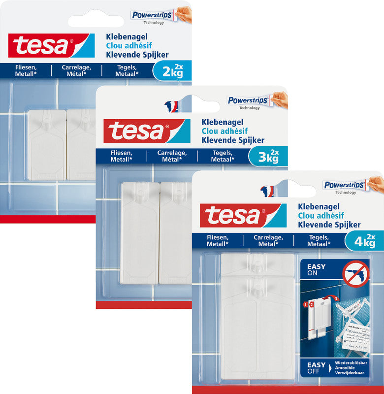 TESA Klebenagel – Kunststoff, Weiss, 12 × 14 × 1,4 cm – 2er-Pack