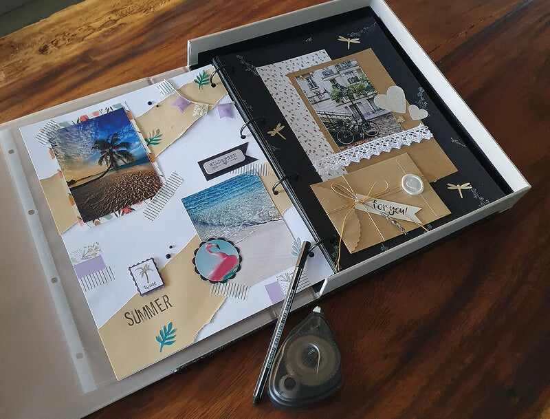 Eibert Fotoalbum – für mehrere Formate, hellgrau, mit Ringmechanik, Textil, 277 × 332 × 51 mm