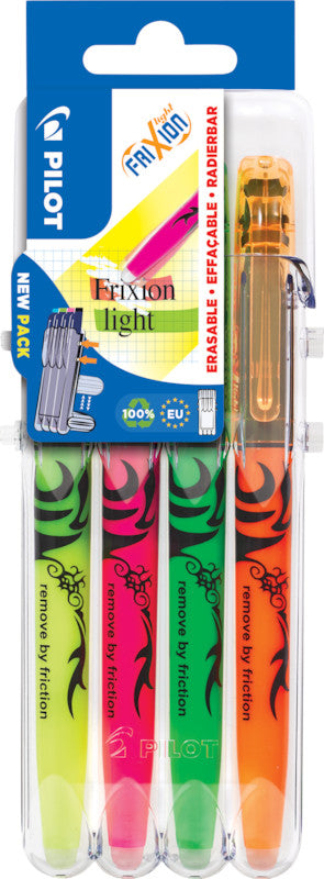 Pilot FriXion Light Textmarker Set 4 Farben – Keilspitze, 3,3 mm, radierbar