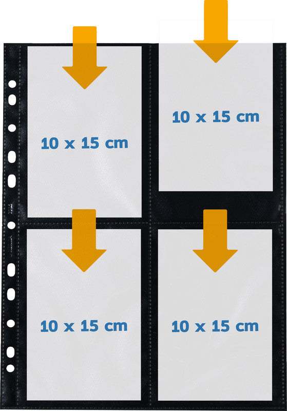 HERMA Sichtmappe für Fotos 10×15 cm – Schwarz, Kunststoff, Glänzend, 10er-Pack