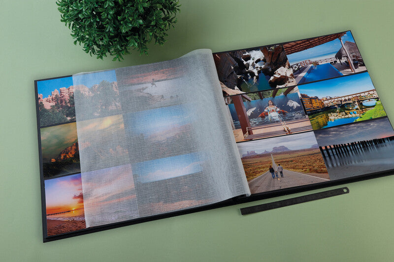 Exacompta Fotoalbum Wiro Graphik – für 320 × 320 mm, schwarz, mit Pergaminzwischenblättern, Karton