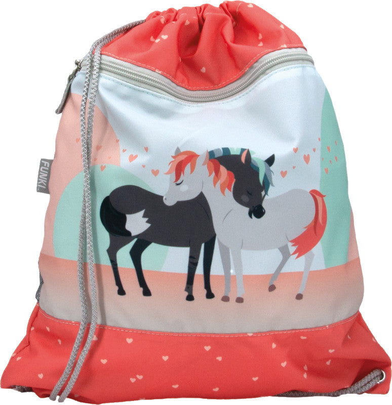 Funki Sportbeutel – 12 l, Motiv Horses in Love, wasserabweisend, 36 × 42 cm