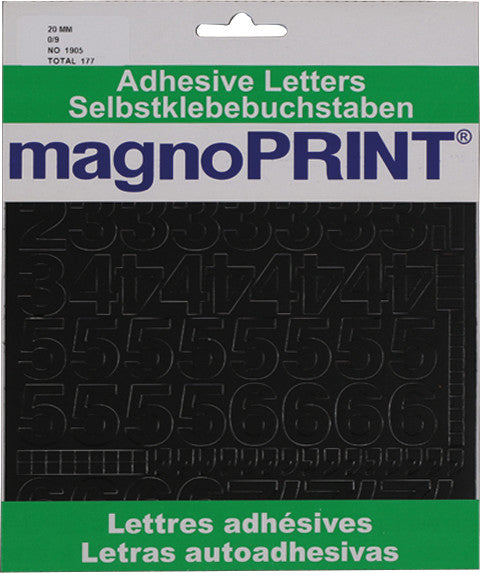 Magnoprint Schmucketiketten – Motiv Zahlen 0–9 – Folie, 20×20 mm, permanent haftend