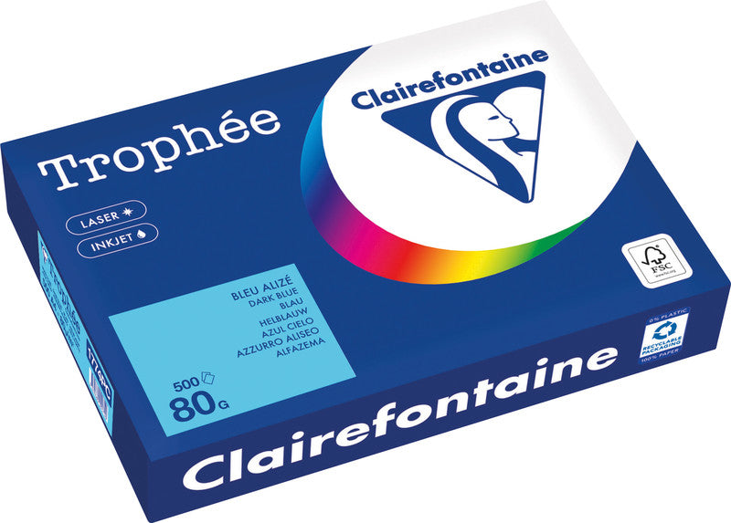 Clairefontaine Kopierpapier – A4, 80 g/m², Blau – für Inkjet, Laser, Kopierer – FSC, EU Ecolabel – 500 Blatt