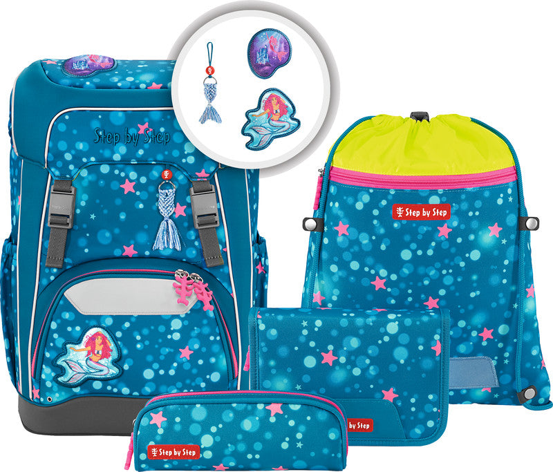 Step by Step Schulrucksack-Set Giant – 5-teilig – Mermaid Lola – 28 × 44 × 21 cm – recycelte Materialien