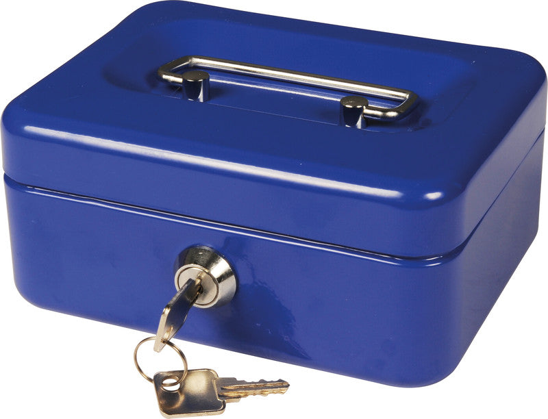 Q-Connect – Geldkassette – mit Schlüssel – 15,3 × 12 × 7 cm – Blau – Stahl