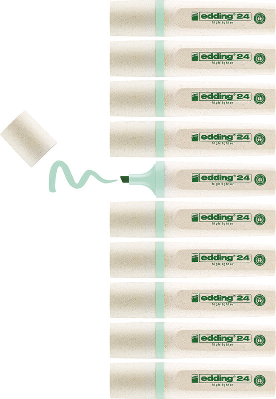 Edding 24 EcoLine Textmarker Pastellgrün – Keilspitze, 2–5 mm, nachfüllbar, Blauer Engel