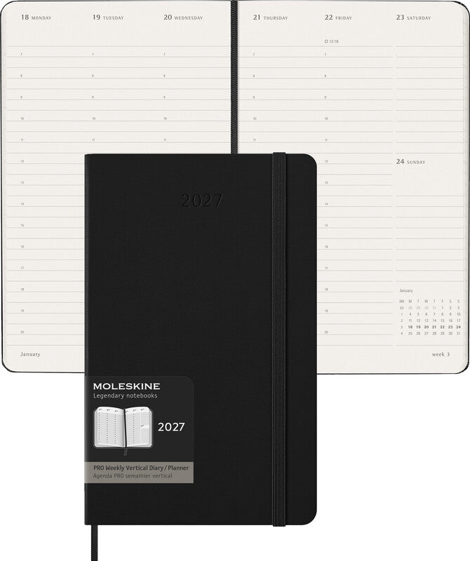 Moleskine Professioneller Kalender – 1 Woche/2 Seiten, gebunden, 13 × 21 cm, 2027, FSC