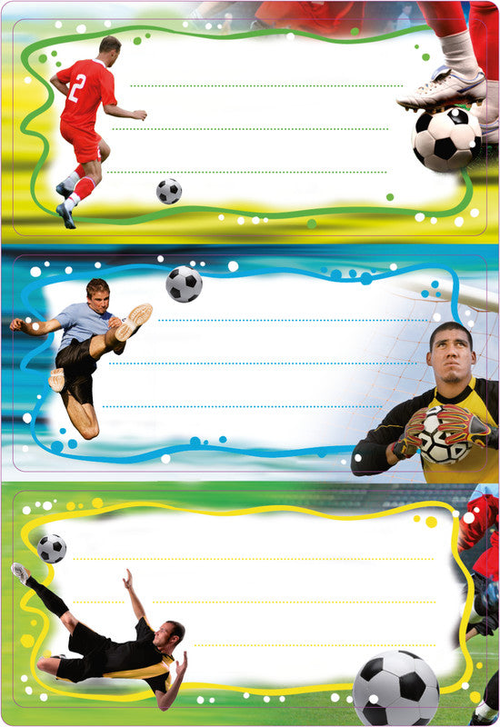 HERMA Vario Schuletiketten – Motiv Football – 35 × 76 mm, Abgerundete Ecken, 6 Stück, 2 Bögen