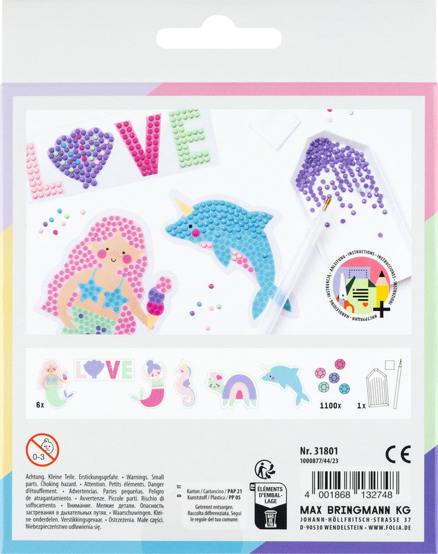 Folia Bastelset Meerjungfrau – 6 Motiv-Sticker – 50 × 100 mm