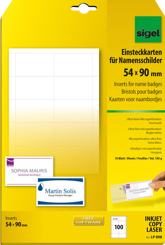 Sigel Schuletiketten – 90 × 54 mm, 100 Stk, 10 Bogen, Papier
