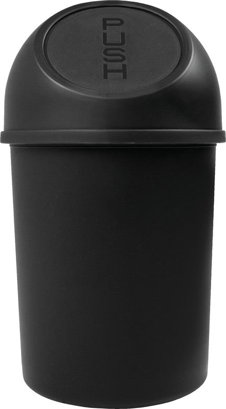 Helit Tisch-Abfallbehälter – 6 l – mit Deckel – Kunststoff, schwarz – Ø 214 × H 357 mm