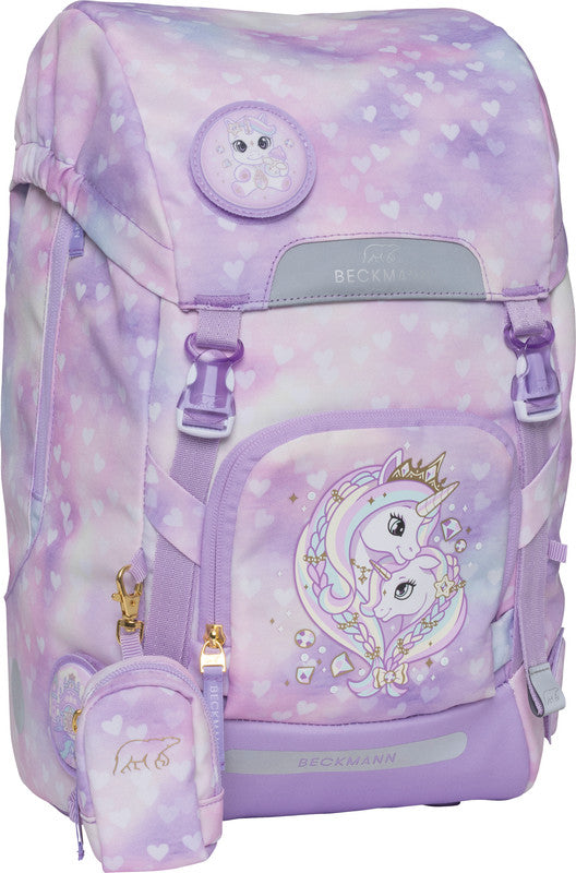 Beckmann Classic Schulrucksack-Set 1. Klasse – 6-teilig – Einhorn Prinzessin Violett