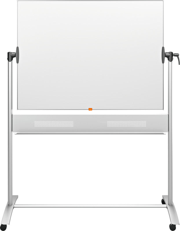 Nobo Whiteboard – 120 × 90 cm, Emaille, magnetisch, Aluminiumrahmen, mobil, beidseitig, inkl. Stift, Stifteablage