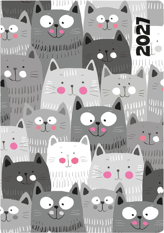 Biella Memento Trend Agenda – 1 Woche/2 Seiten, gebunden, 10,1 × 14,2 cm, 2027, Cats, FSC