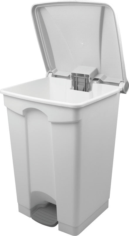 Helit Abfallcontainer – 45 l, mit Deckel, Kunststoff, weiss – B × H × T 410 × 600 × 400 mm