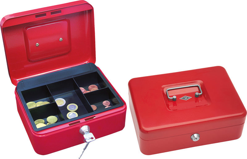 Wedo Geldkassette – mit Schlüssel – 25 × 18 × 9 cm – Rot – Stahl