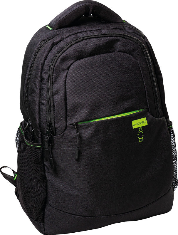 Q-Connect Notebook-Rucksack – für Notebooks bis 15,6", Aufsteckfunktion, recyceltes PET (rPET), schwarz