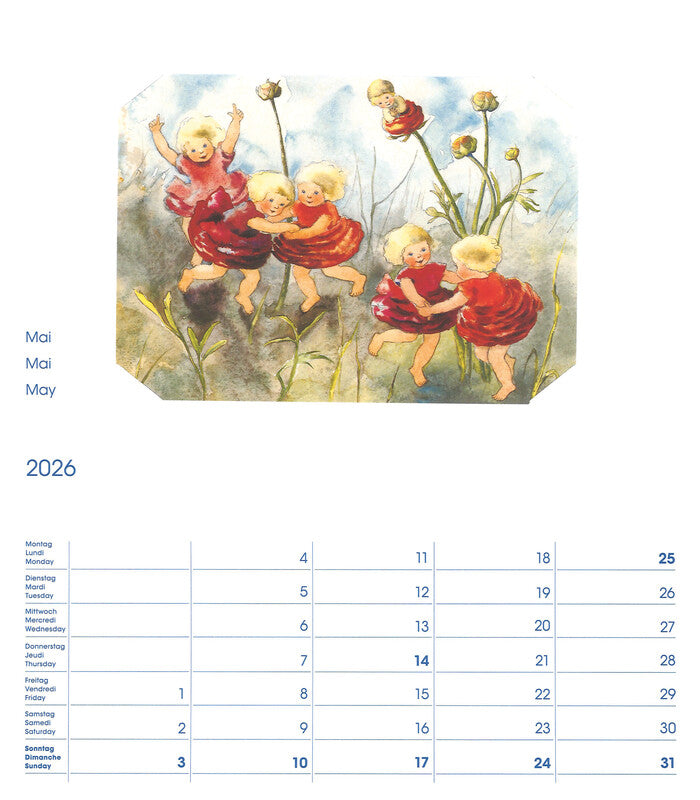 Cosa Postkartenkalender Mili Weber 2026 – 23 × 27 cm – d/f/gb – mit 12 Postkarten, mit Aufhänger