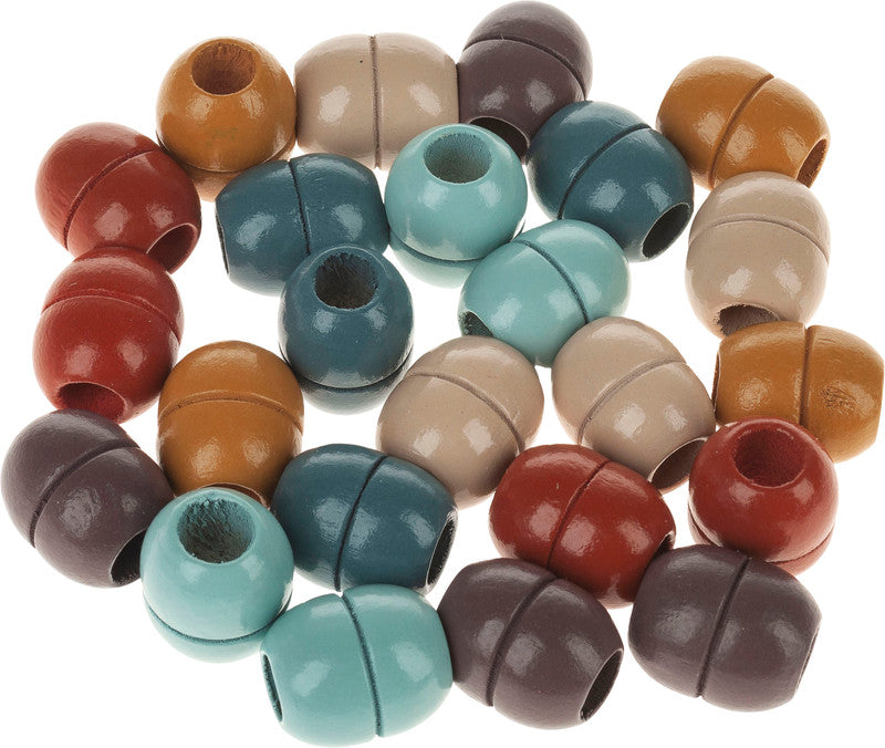Rico Design Holzperlen – Ø 19 mm, Loch-Ø 8 mm, mehrfarbig, 24 Stk.