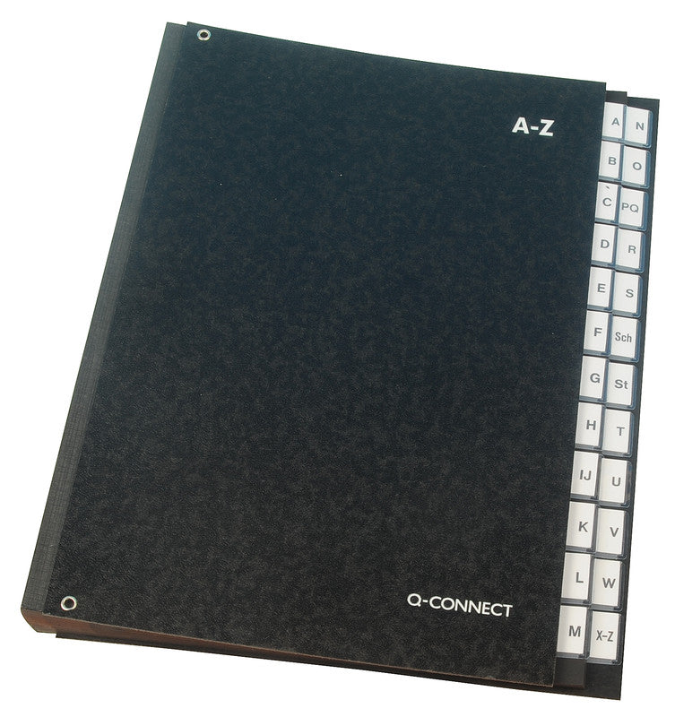 Q-connect Sammelmappe für A4, Karton, schwarz, mit Leinwandrücken