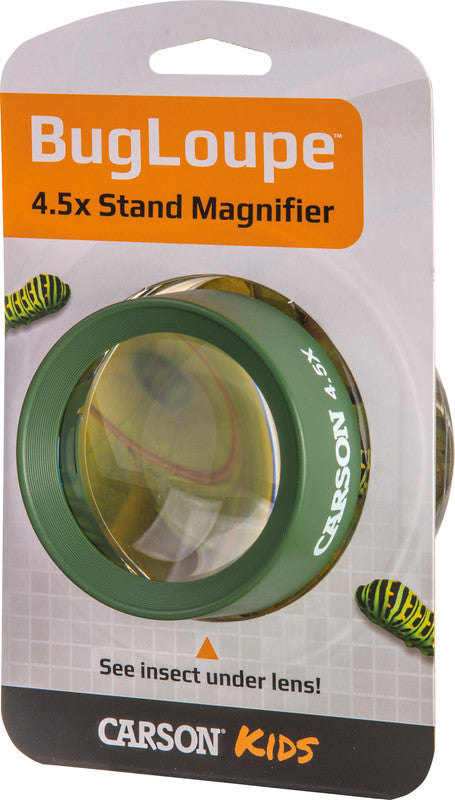 Carson Kids BugLoupe – Becherlupe – 4,5× – Ø 67 mm, Vorfokussierfunktion, Grün
