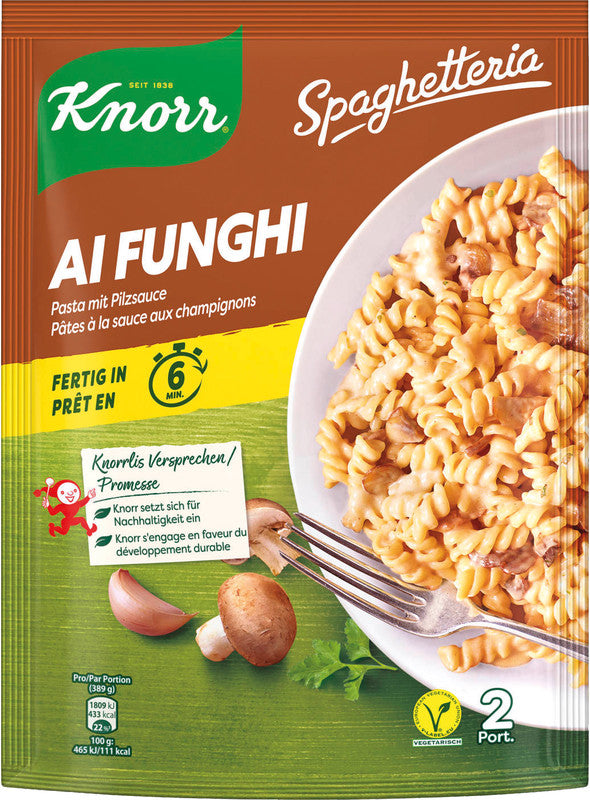 Knorr Spaghetteria Pasta-Gericht – Ai Funghi – Beutel – 208 g – 2 Portionen