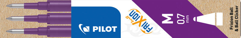 Pilot Rollerpatronen FriXion für Ball, Clicker, LX + 1 weitere – violett, 0,7 mm, löschbar, geruchsarm, 3 Stk.