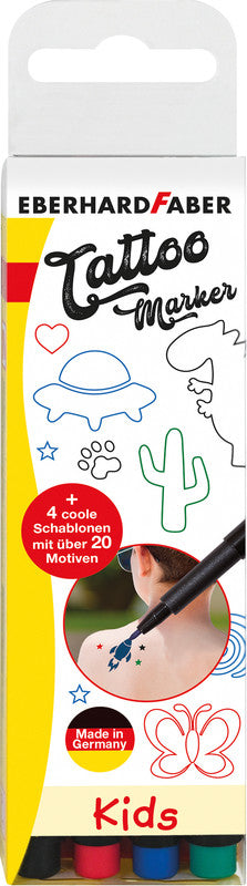 Eberhard Faber Non-Permanent Marker Tattoo – Rundspitze – Sortiert – 4er-Set – Wasserlöslich