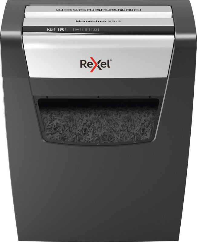 Rexel Momentum X312 – Aktenvernichter, DIN P-3, Partikelschnitt 5 × 42 mm, 12 Blatt, 23 l, A4