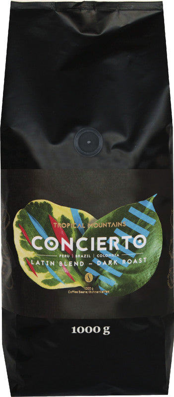 Tropical Mountains Bohnenkaffee Concierto – 1 kg – Arabica/Robusta – Intensität 5/6 – Bio
