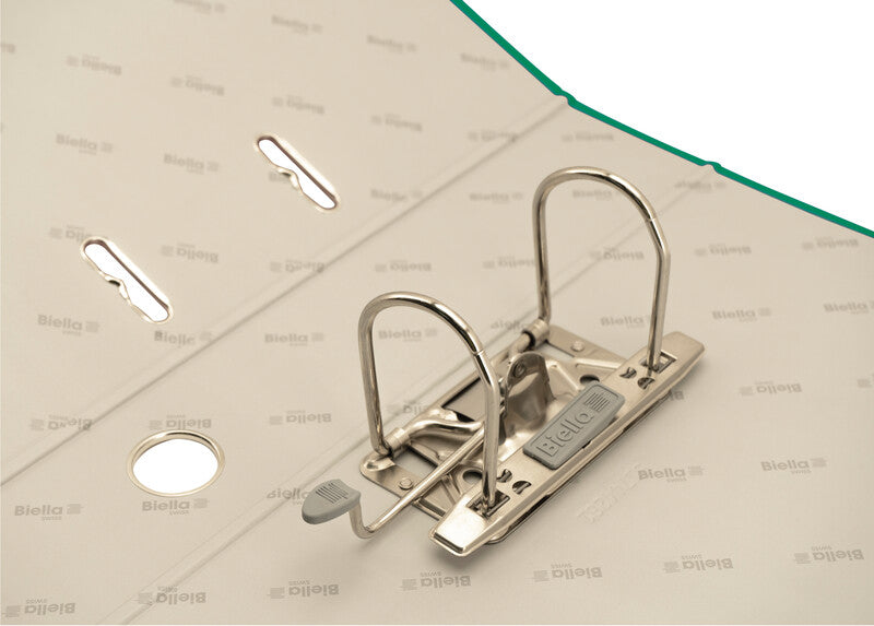 Biella Bundesordner – A4 hoch – 2-Ring Hebelmechanik, Rücken 70 mm – Grün, Karton, mit Niederhalter, FSC