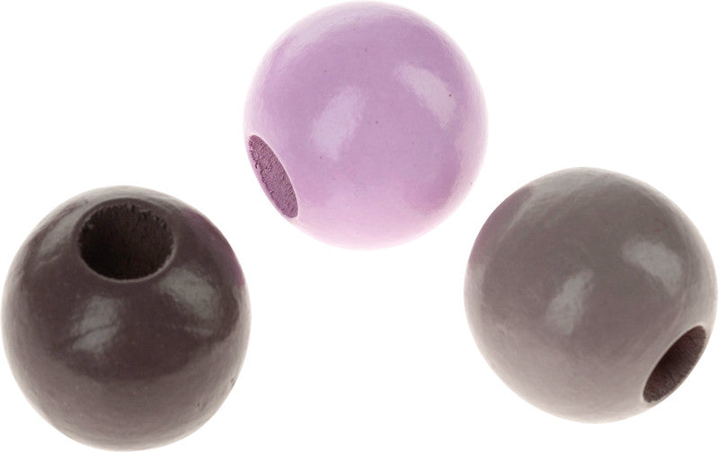 Rico Design Holzperlen rund – Ø 25 mm, Loch-Ø 8 mm, mehrfarbig, 24 Stk.