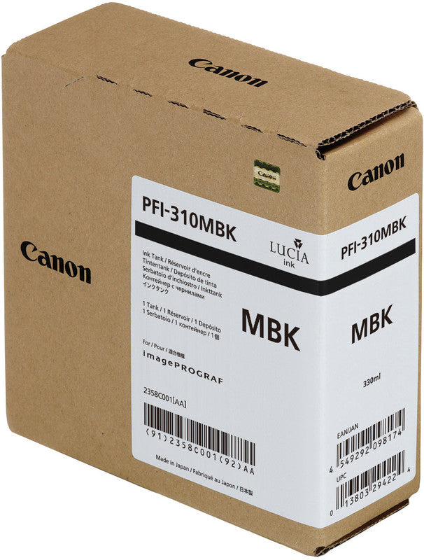 Canon Tintenpatrone PFI-310MBK, schwarz, 330 ml – für Inkjetdrucker und Multifunktionsgeräte