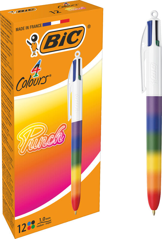 BIC Multifunktions-Kugelschreiber – 4 Farben, Spitze 0,32 mm, Schiebe, dokumentenecht, nachfüllbar