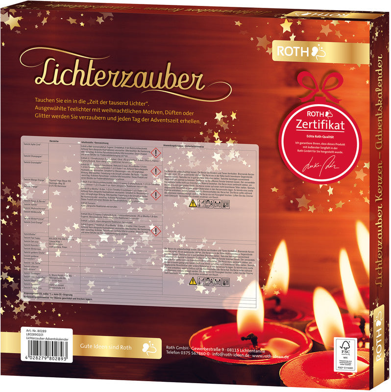 Roth Adventskalender Lichterzauber, Karton, sortiert, 35 × 35 × 4 cm