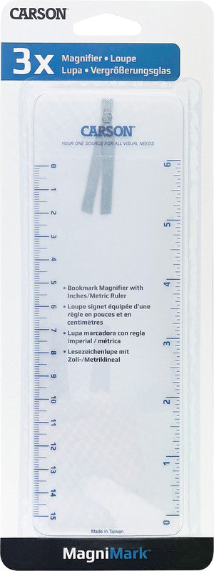 Carson MagniMark – Lesezeichen-Lupe (Fresnel) – 3×, mit cm- und Zollmarkierungen