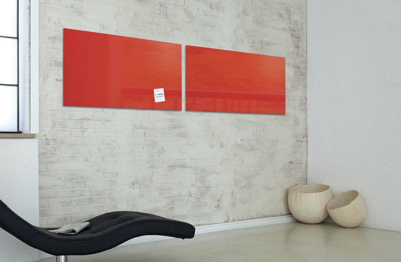 Sigel Whiteboard – 91 × 46 cm, Glas, magnetisch, Wandmontage, inkl. SuperDym-Magnetwürfel, Montagesatz