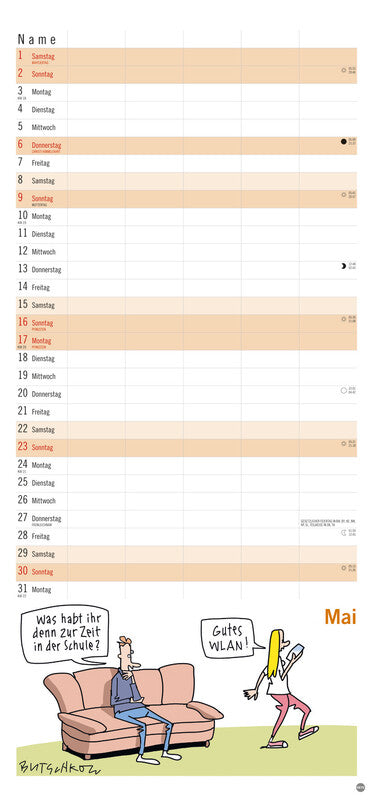 Heye Familienplaner Butschkow – für Familien – 5 Spalten – Deutsch – 2027 – 21 × 45 cm