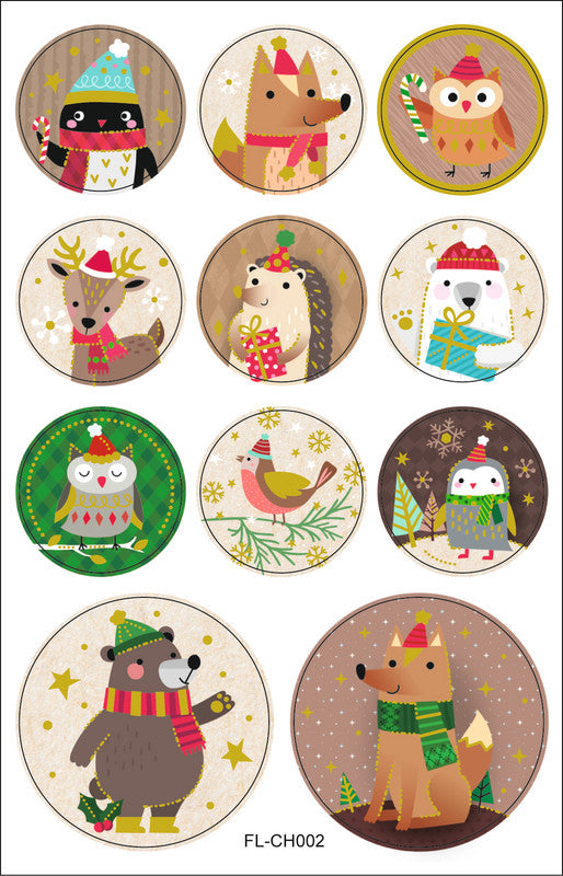 Folia Rund-Sticker, Weihnachten – 90 × 140 mm – mehrfarbig – 44 Stk.
