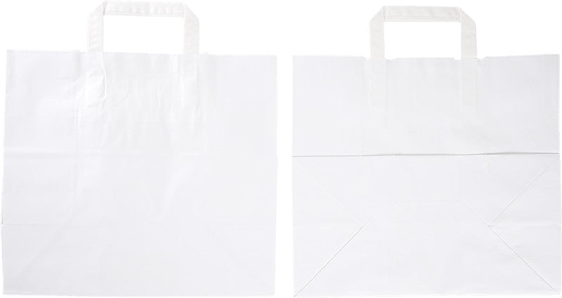 Elco Papiertragetasche mit Flachhenkel – 32 × 29 × 17 cm – Kraftpapier, 80 g/m² – Weiss – 50 Stk.