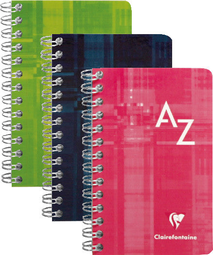 Clairefontaine Spiralheft A7, Register A–Z, kariert 5 mm, Karton, 50 Blatt, 90 g/m² – farbig sortiert