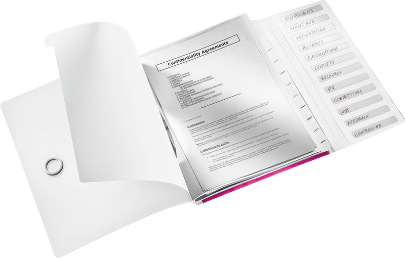 Leitz WOW A4 Fächermappe – 12 Fächer, Gummiband, Polypropylen (PP), Pink Metallic