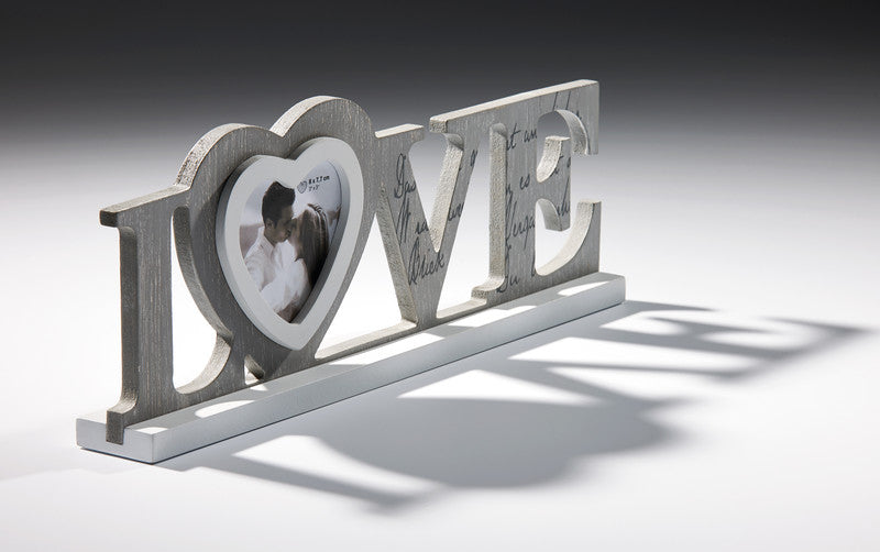 Walther Design Bilderrahmen Love, MDF-Platte, Grau, 33 × 12,7 × 4,2 cm – eco:plus