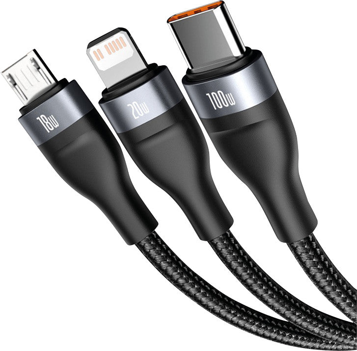 Baseus USB auf USB-C, Lightning, Micro-USB Kabel, 1,2 m, Schwarz