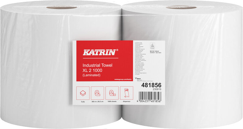 Katrin Putzrolle Plus XL – 2-lagig – 26,5 × 36 cm – 1'000 Blatt – weiss