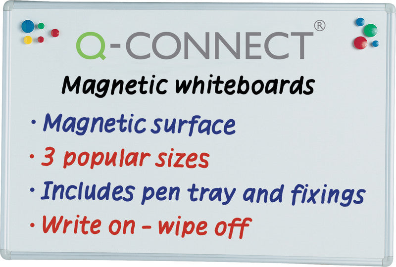 Q-Connect – Whiteboard – 150 × 100 cm, lackierter Stahl, magnetisch, Aluminiumrahmen, Wandmontage