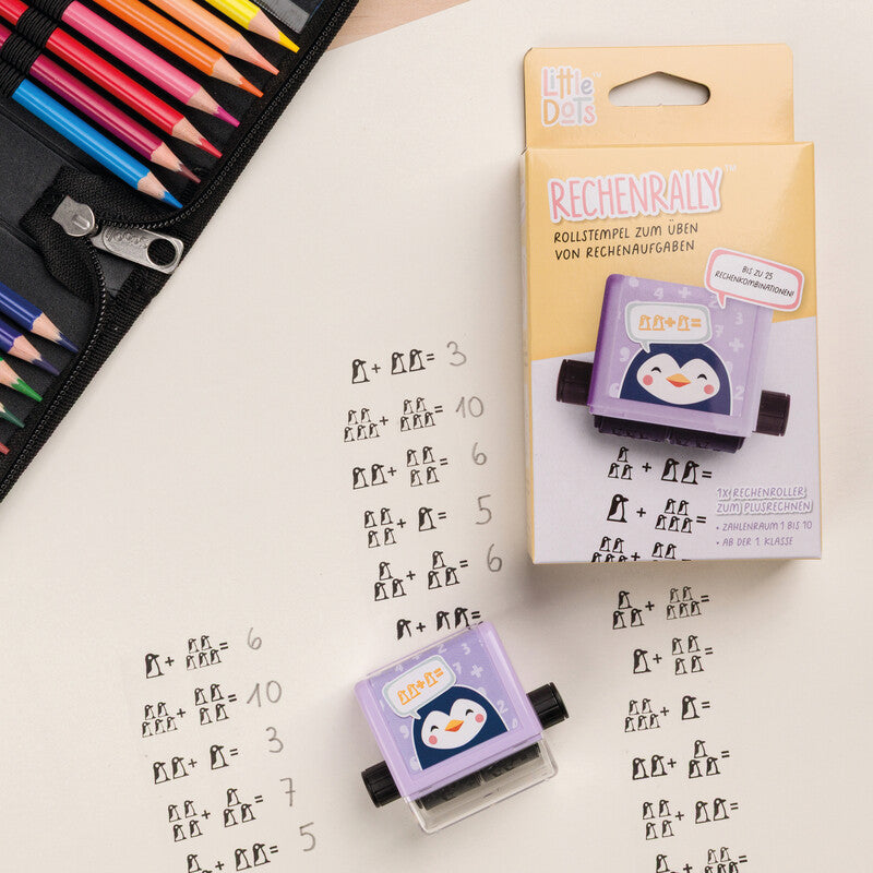 Little Dots – Pinguin Rollstempel – Rechenrally, Abdruckhöhe 25 mm