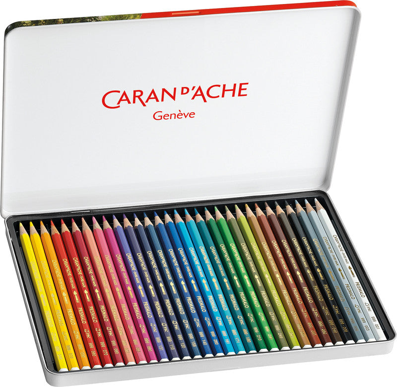 Caran d-Ache Caran d'Ache Prismalo Aquarellfarbstifte – 30 Farben, im Metalletui, Ø 3 mm, FSC